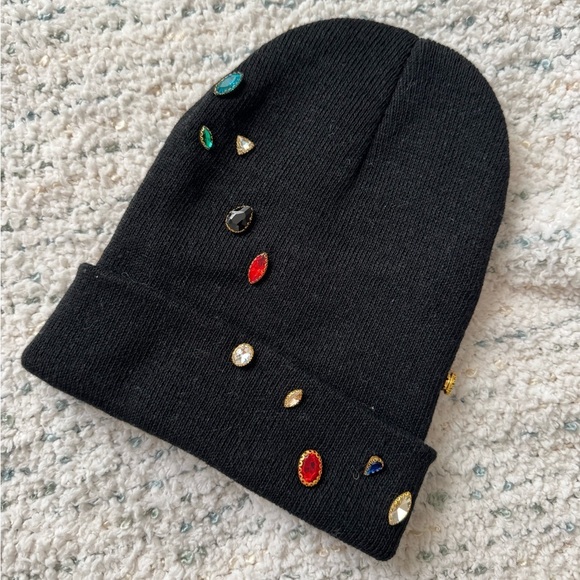 Black Beanie with Colorful Rhinestones - Picture 3 of 3